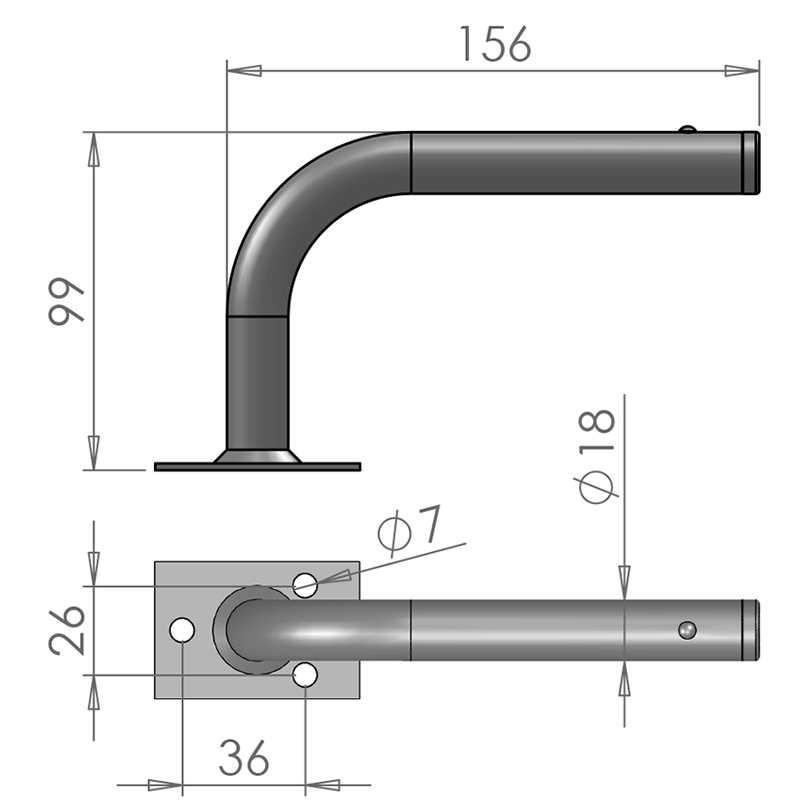 Kerb Mirror Arm - Universal - Class V - 18R